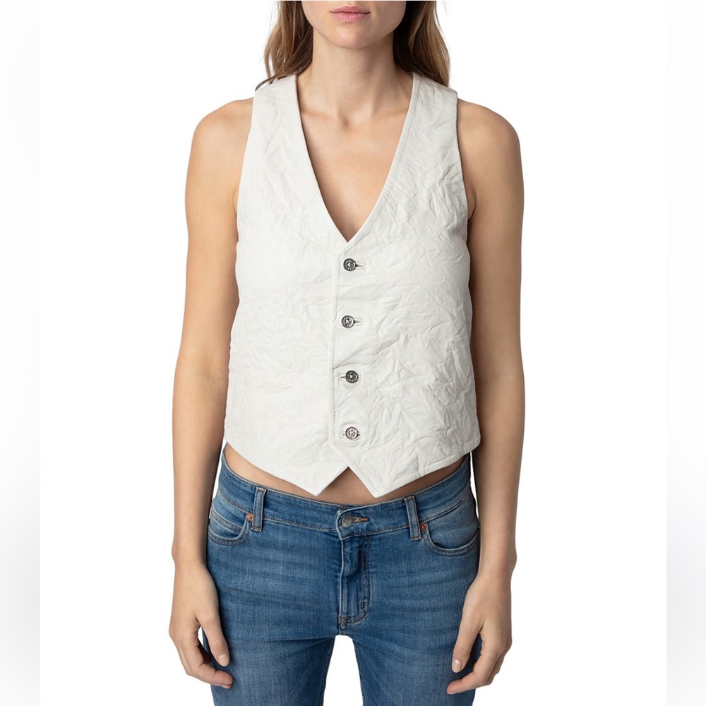 Zadig and Volitare Emilie Cuir Froisse / Crinkled Leather Vest - Picture 6 of 8